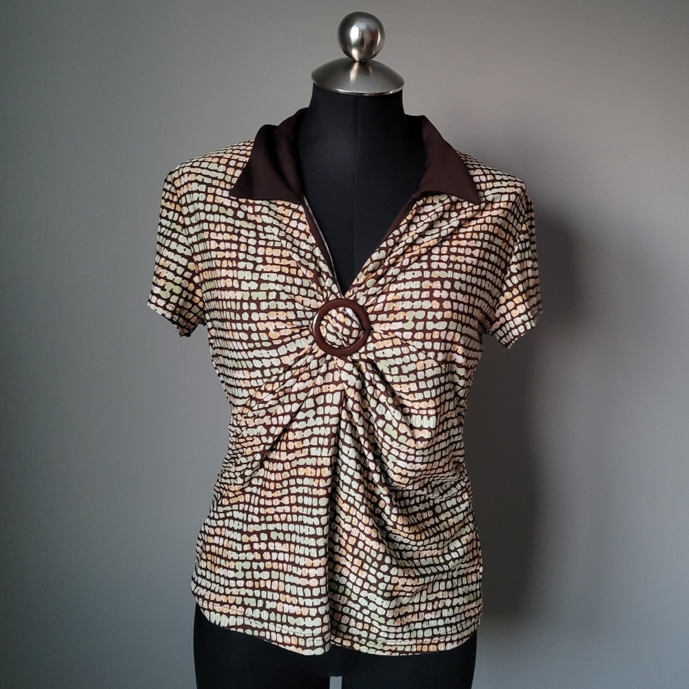 90s retro brown collared shirt
